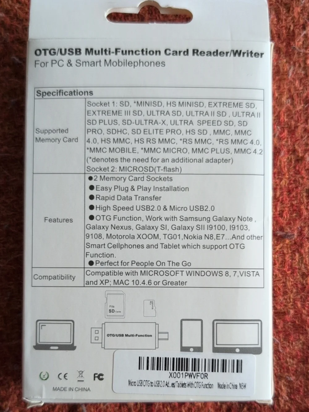 NWOT OTG/USB Multi-Function Card Reader/Writer - Black